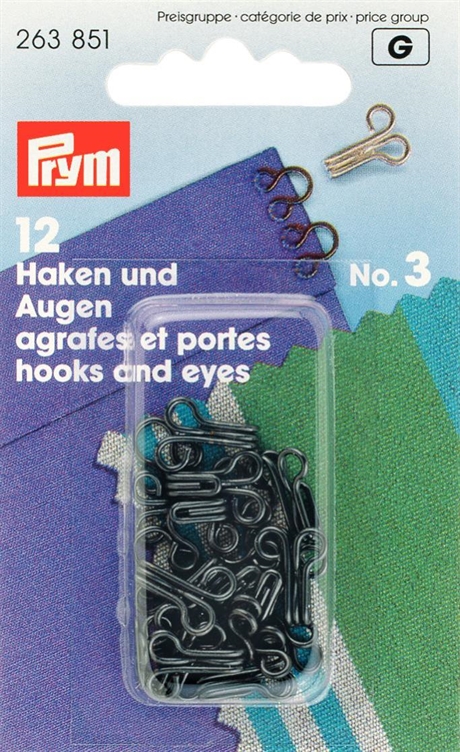 PRYM Hyska och Hake No3 Svart 12 st