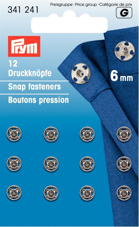 PRYM Tryckknappar 6 mm Silverfärgade