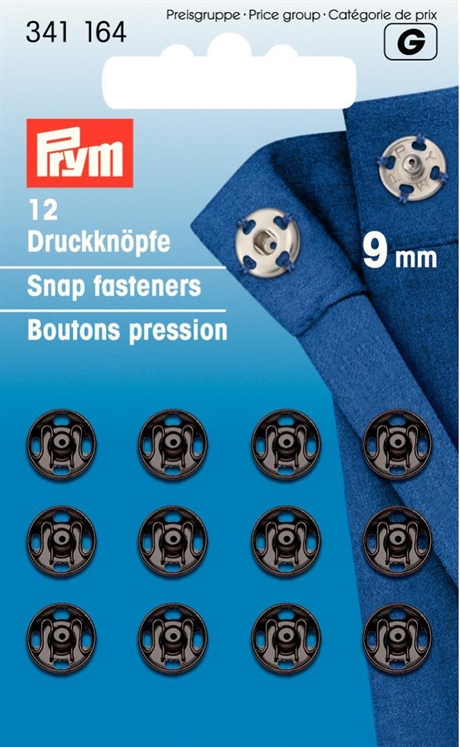 PRYM Tryckknappar 9 mm SVARTA