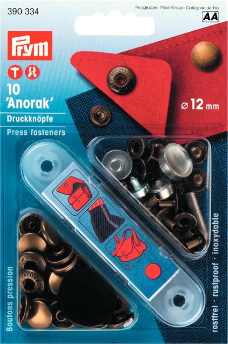 PRYM Tryckknappar Anorak 12 mm Antik-färg 10 st