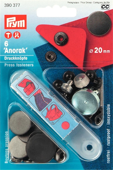 PRYM Tryckknappar Anorak 20 mm, SVART