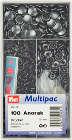 PRYM Tryckknappar Anorak Svart 15mm 100 st