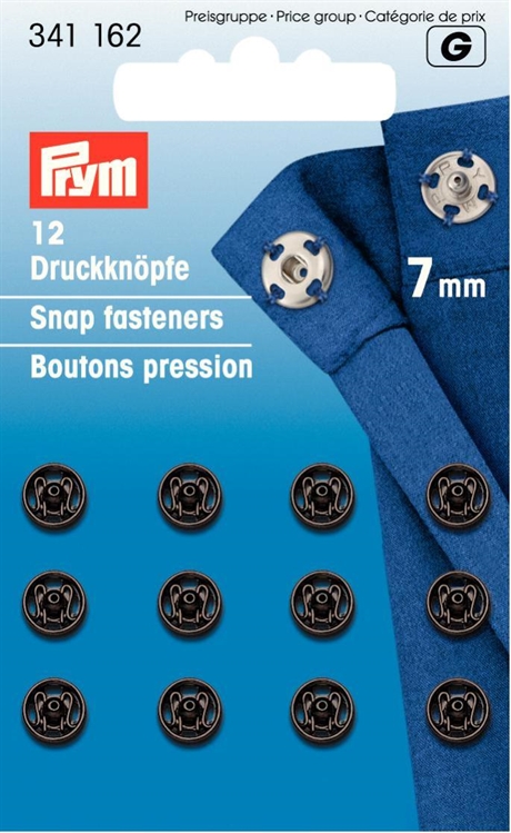 PRYM Tryckknappar SVARTA 7 mm 12 st