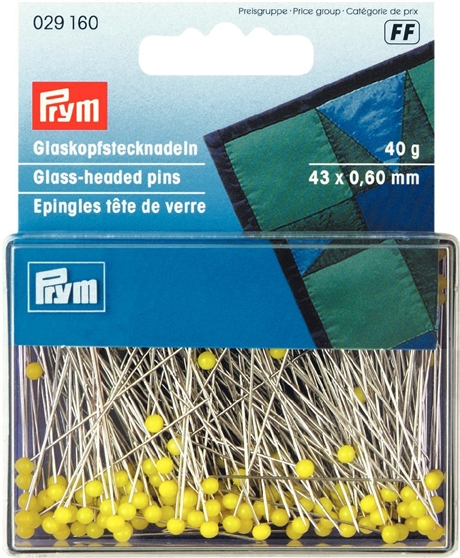 PRYM Glas huvud pin 43x0,60 mm 40g. GULA