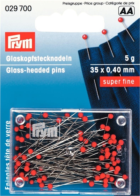 PRYM Knappnål extra tunna med glashuvud 0,40x35 mm