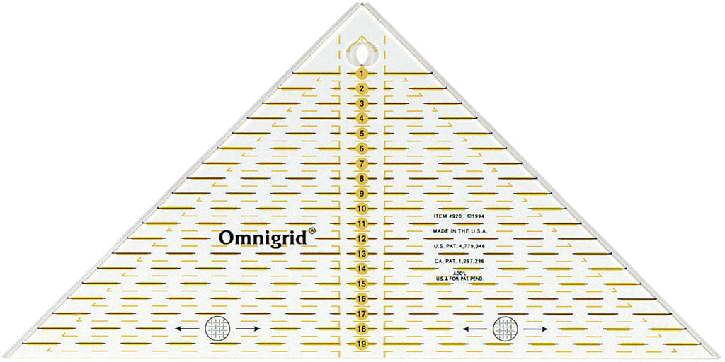 Quiltlinjal 1/4 fyrkant