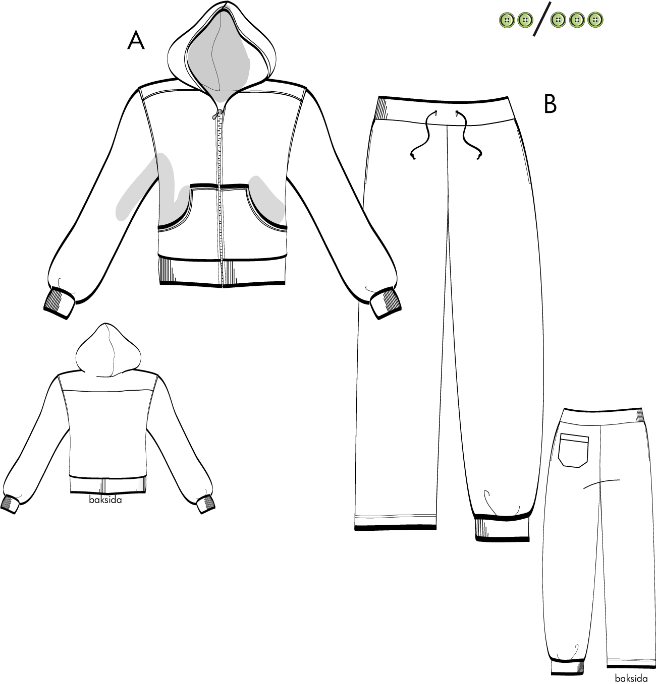 Hoodie / byxa 4V04, 36-60