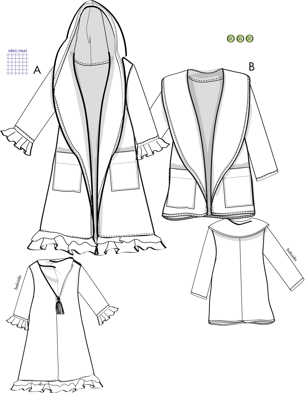 Ingrids ateljés kappa 3V14, S-XL