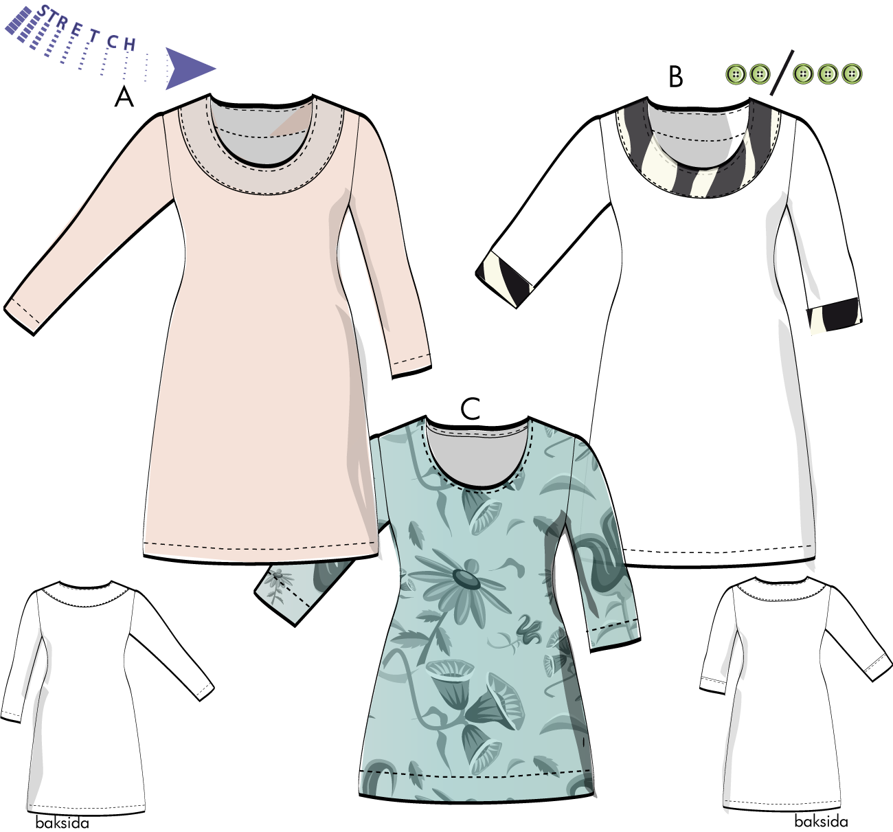 Klänning Mary för stretchjersey 1H14, 34-60