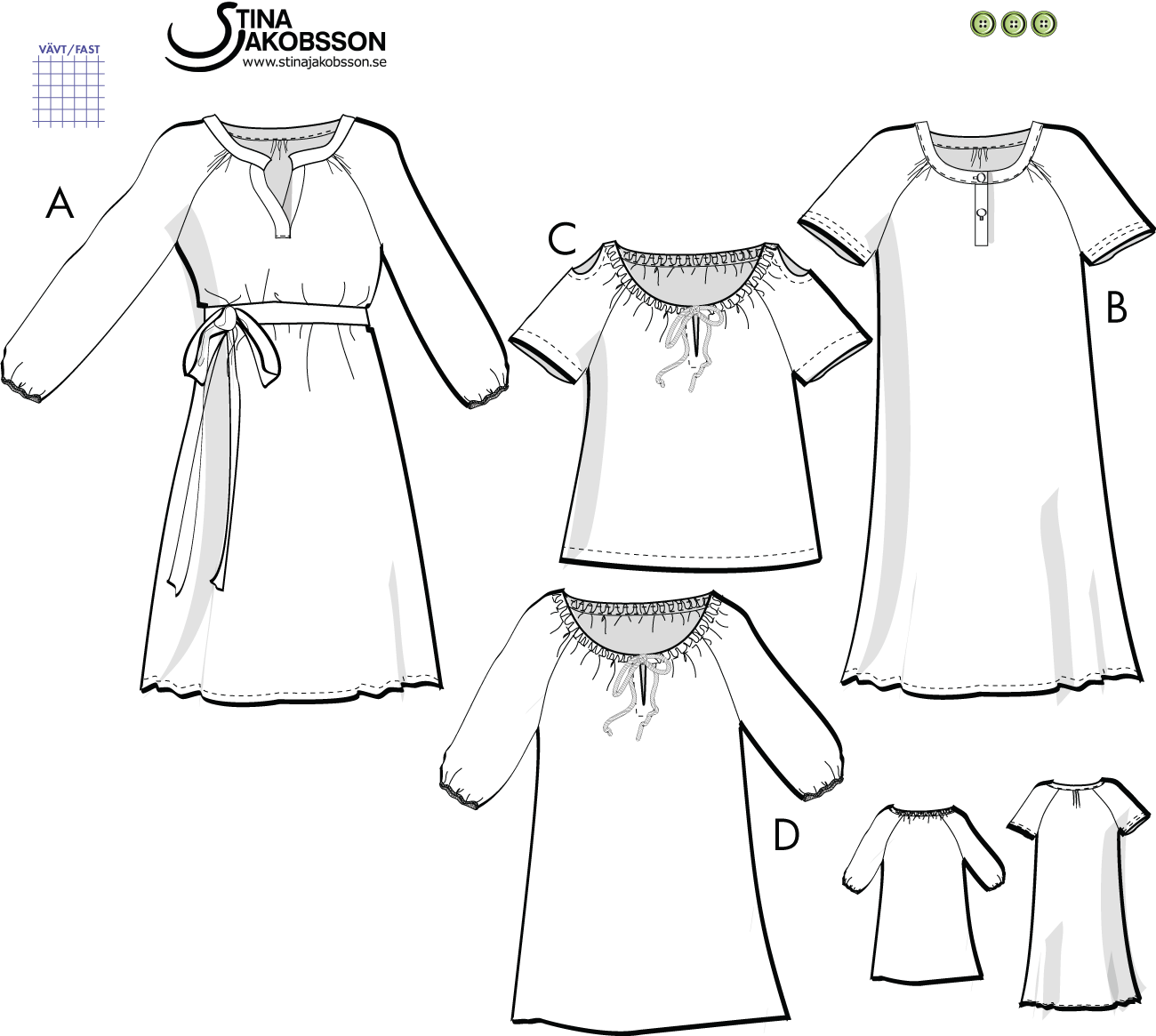 Klänning/blus Valerie, design Stina Jakobsson, 1V17, 36-46