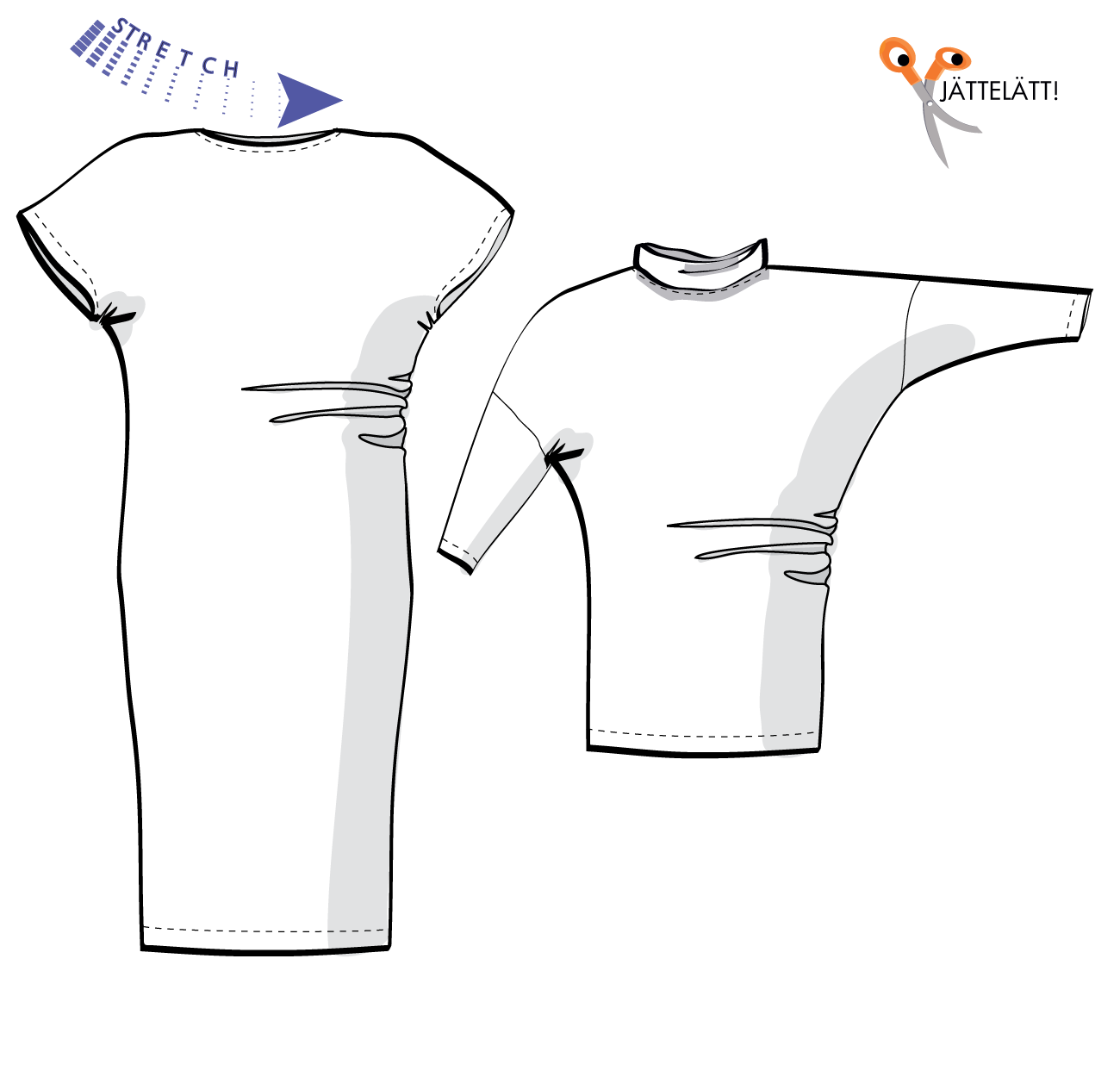 Klänning/topp Jessica för stretchjersey 2H16