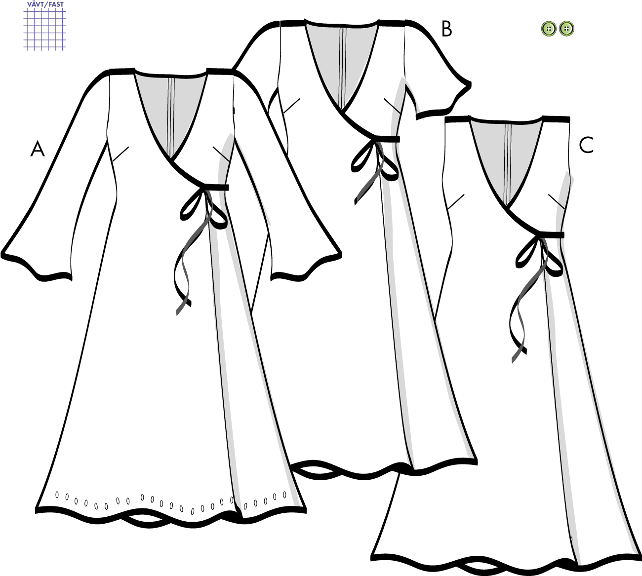 Omlottklänning 3V03, 36-60