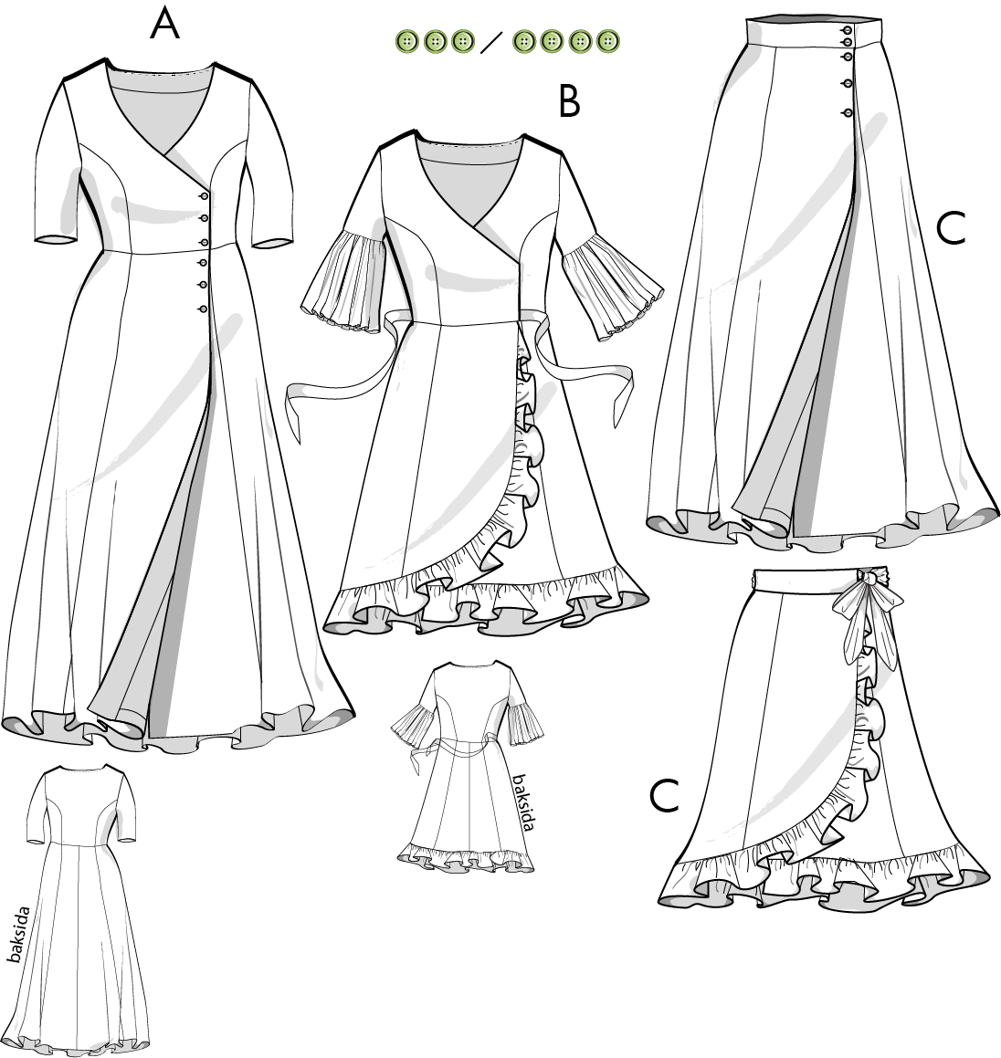 Omlottklänning/kjol Christina, 3H18,  36-46