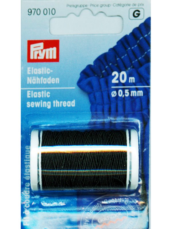 PRYM Elastisk Sytråd Svart 0,5mm, 20m