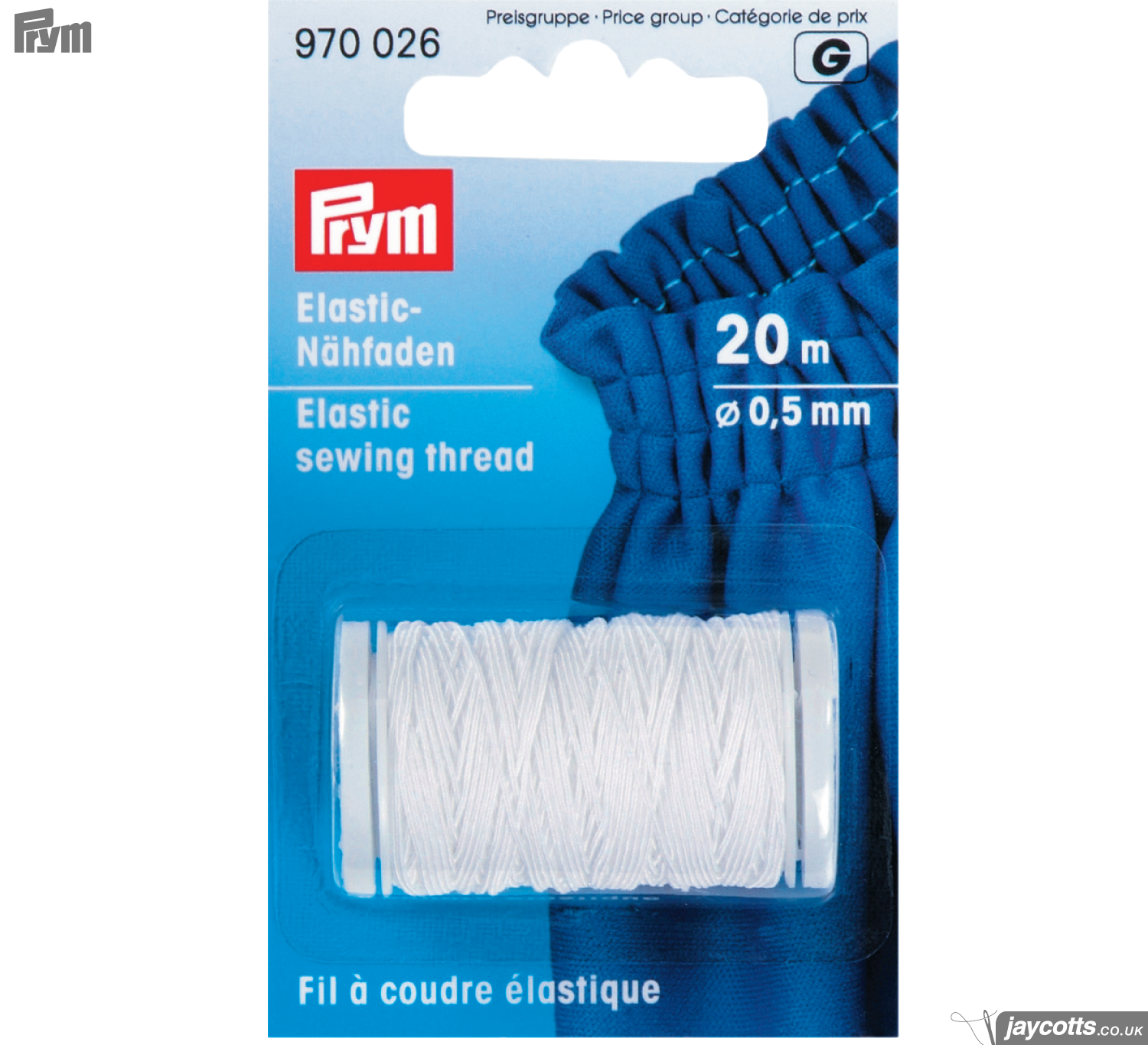 PRYM Elastisk Sytråd Vit 0,5mm, 20m