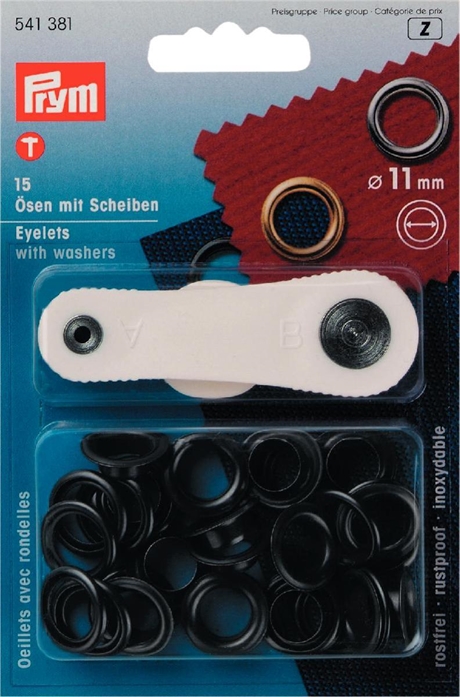 PRYM Öljetter 11 mm SVART 15 st