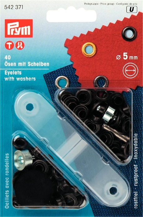 PRYM Öljetter 5mm Svart oxierad-färg 40 st