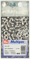 PRYM Öljetter 8mm Silver-färg multipack 200 st