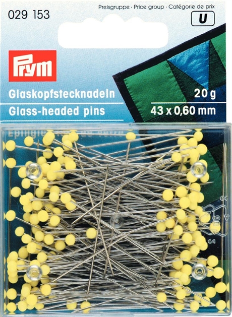 PRYM Pin glashuvud 43 x 0,60 mm Gula 20 gram